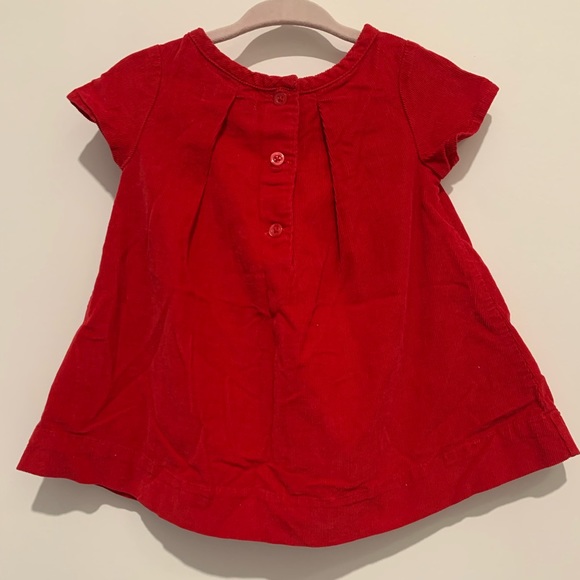 Gap red corduroy dress with bow on front and buttons on back. Size 3-6 months. - Picture 2 of 5